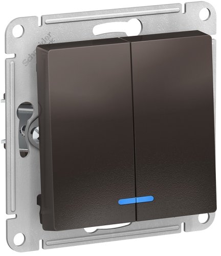 Выключатель с подсветкой без рамки Systeme Electric AtlasDesign 2-кл. мокко картинка